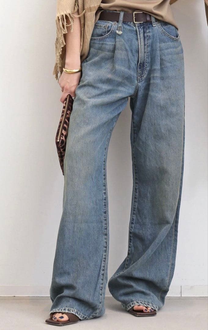 アパルトモン R13 DAMON PLEATED WIDE LEG DENIM