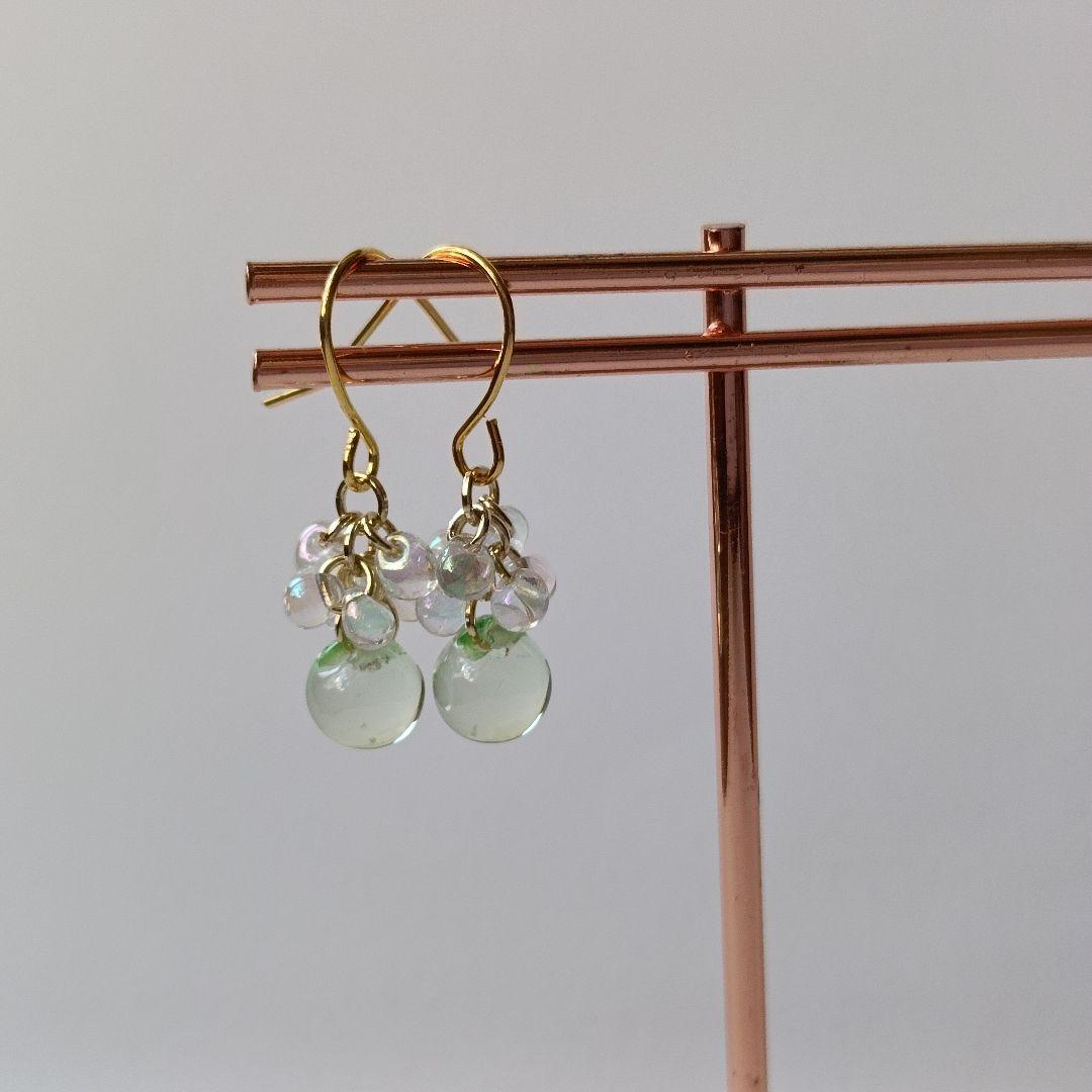 No.344 コロンとした鈴丸ビーズのピアス ハンドメイド