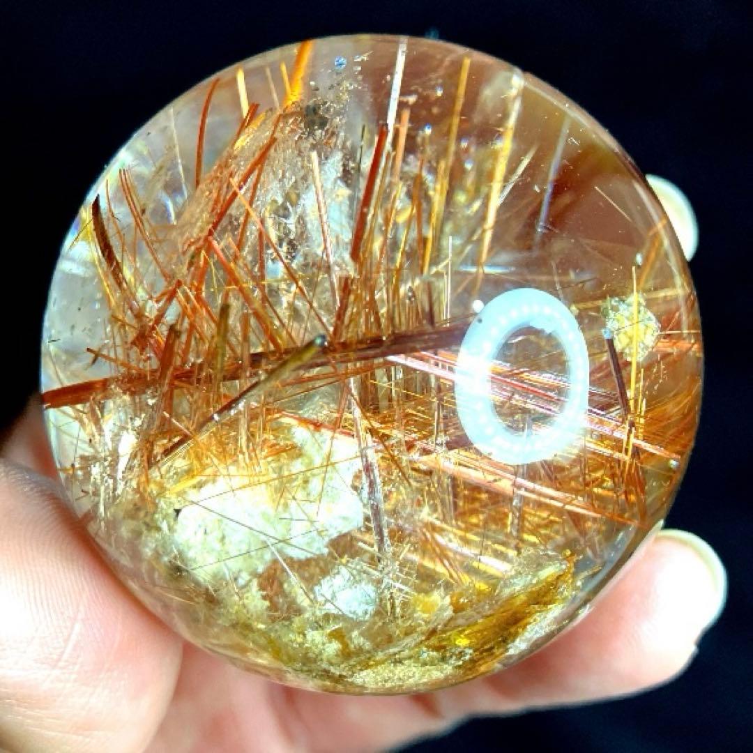 TAKU　50mm ゴールドタイチンルチルクォーツ　丸玉　スフィア