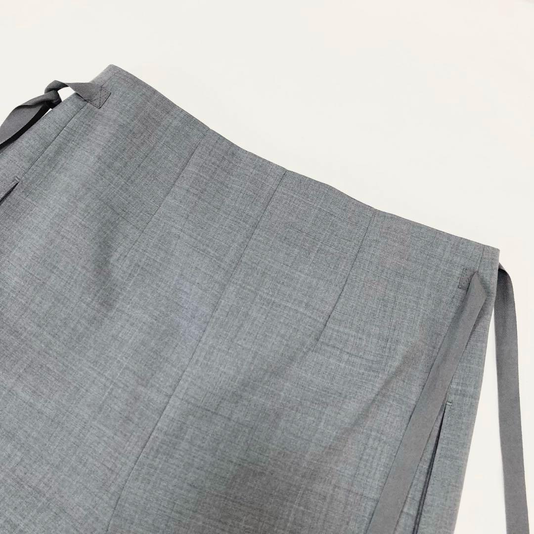 Y's BUTTON DESIGN RAPPED SKIRT グレー1