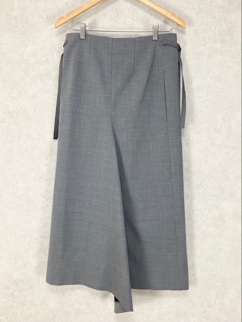 Y's BUTTON DESIGN RAPPED SKIRT グレー1