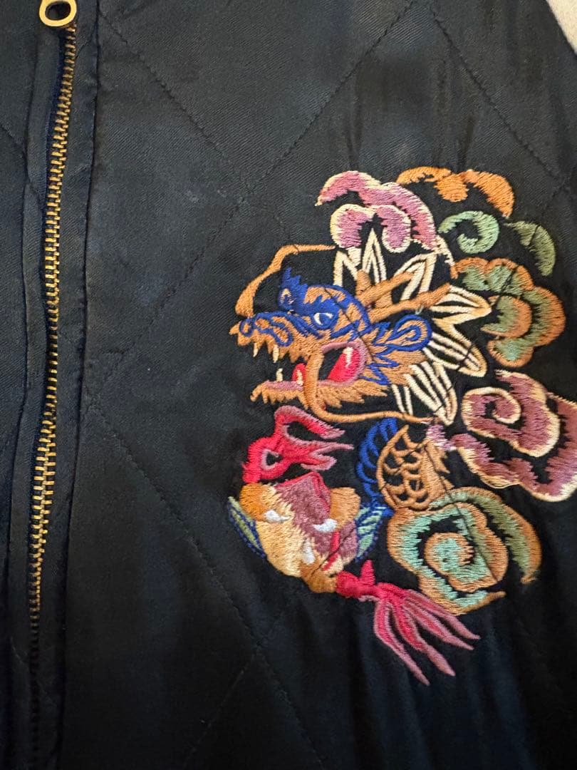 【希少】HOUSTON ベロア スカジャン 別珍 桃太郎 金太郎 リバーシブル