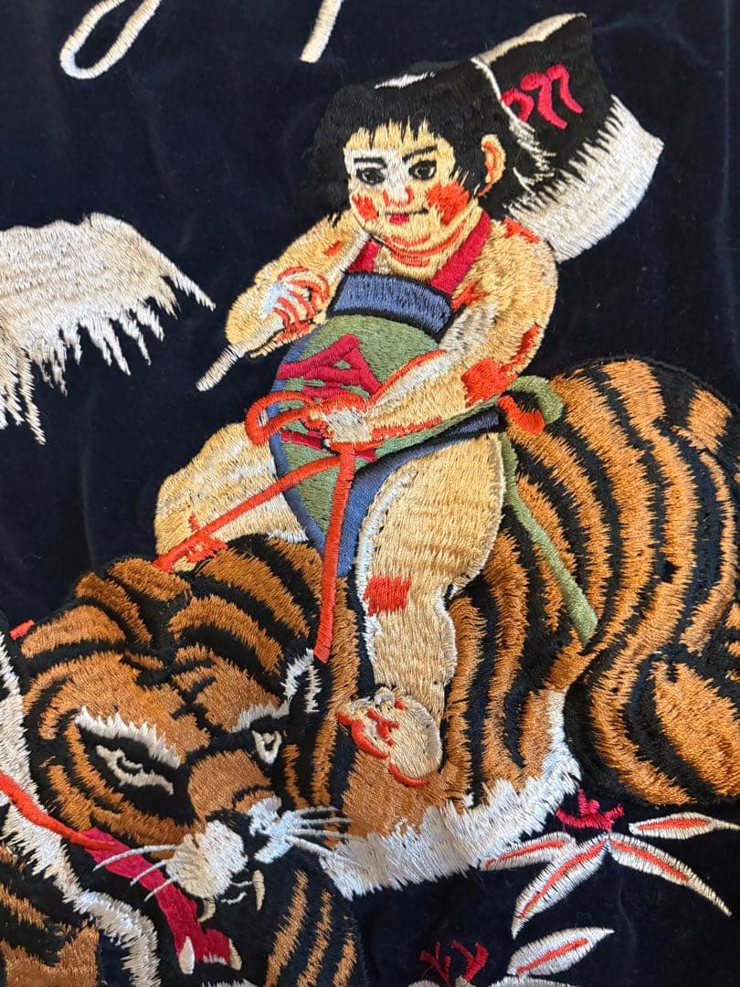 【希少】HOUSTON ベロア スカジャン 別珍 桃太郎 金太郎 リバーシブル