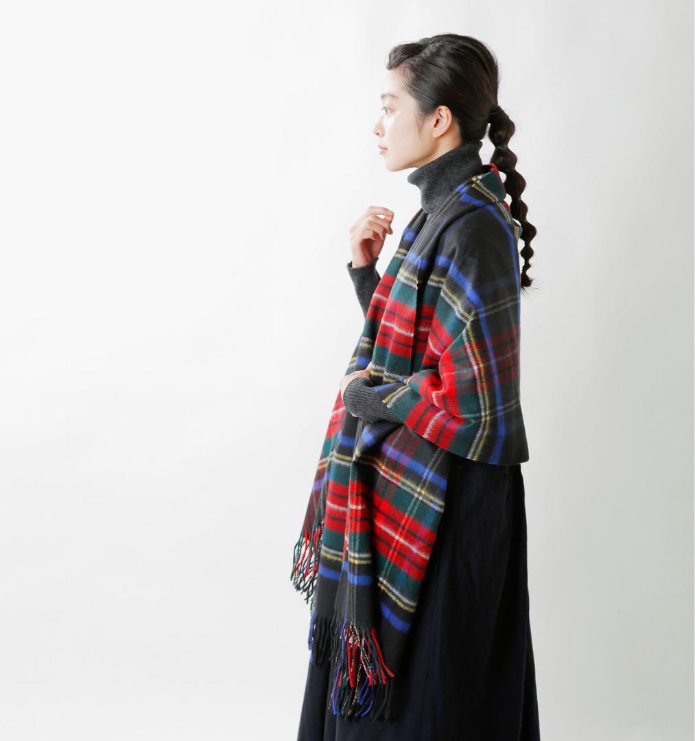 JOHNSTONS OF ELGIN △∴*チェック柄 大判ストール カシミヤ