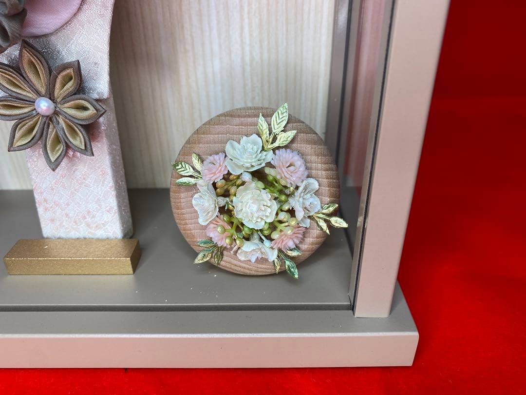 東京久月　かんざし付つまみ細工羽子板・壁掛け・間口約２４×奥行約１１×高約３３㎝