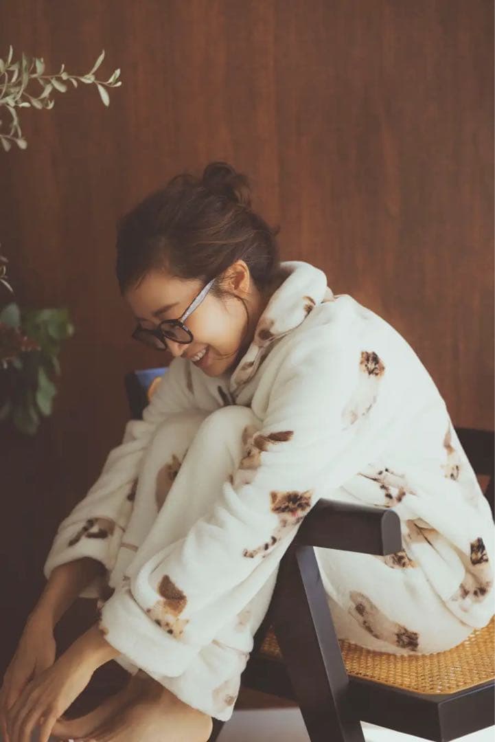 【神崎恵さんコラボ】キャットフリース開襟トップス＆ロングパンツ