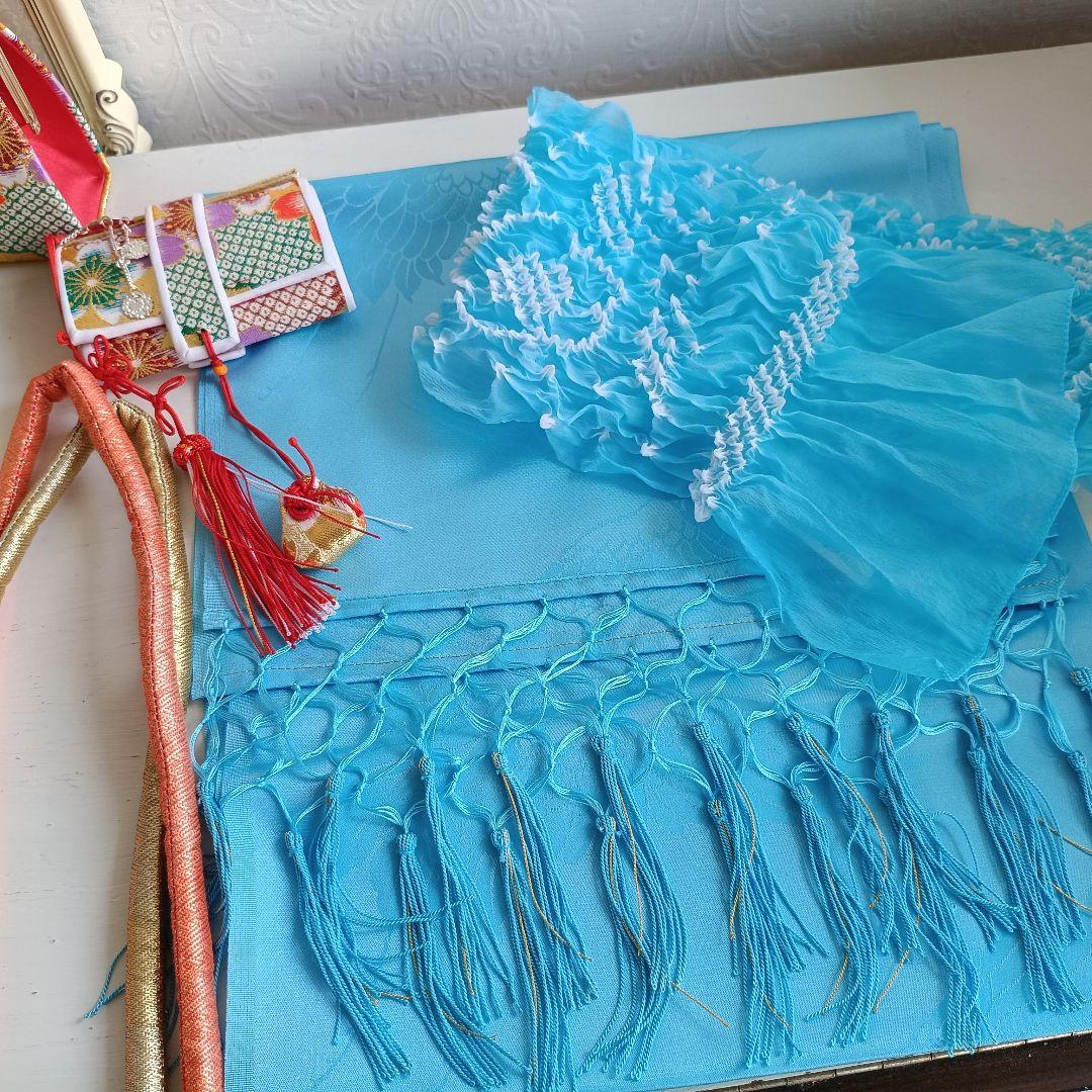 アンティークピンクに飛翔鶴の着物と作り帯☆七五三フルセット