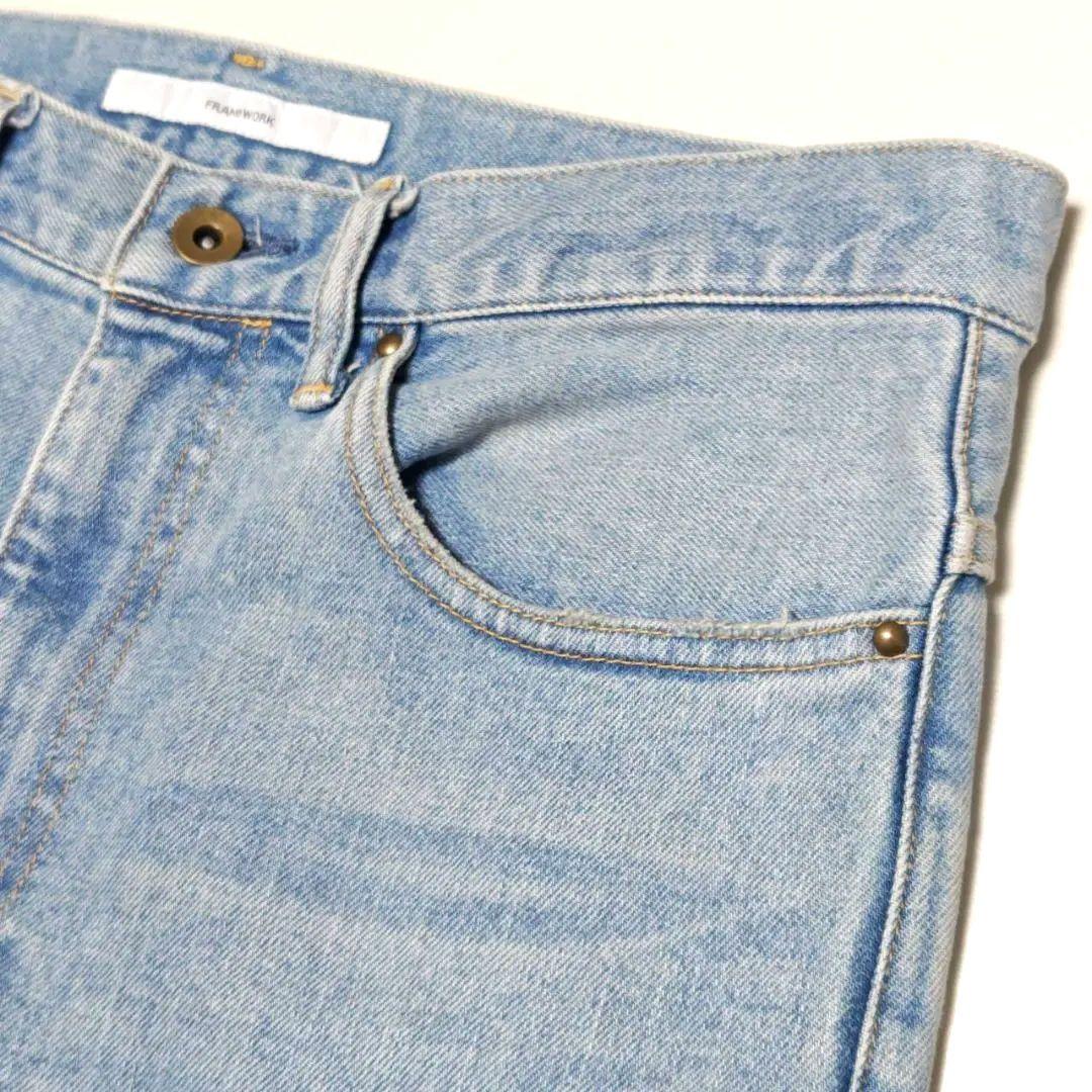 フレームワーク2024 デニムストレートパンツ38ライトブルー レディースワイド