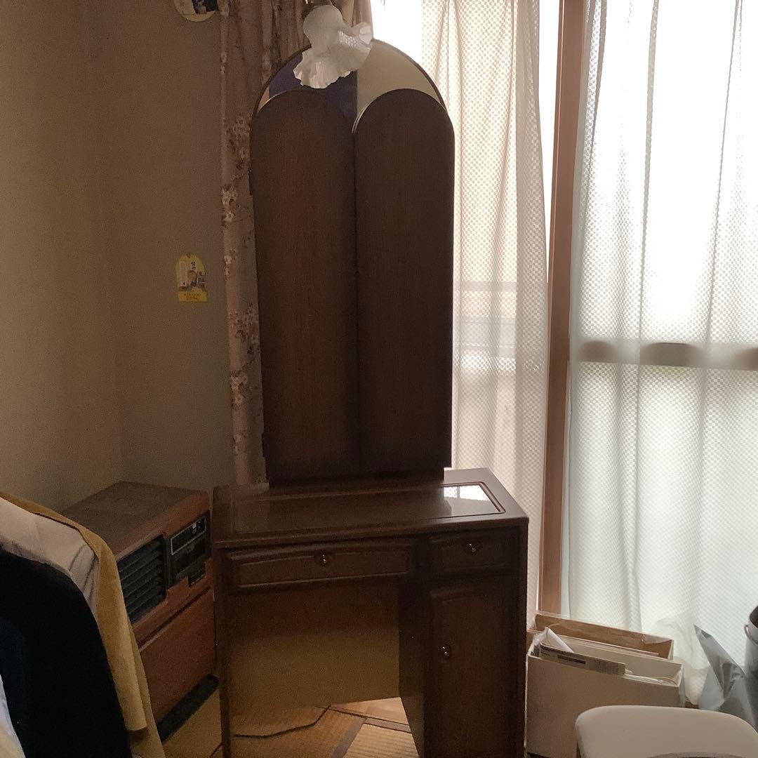 昭和レトロ　三面鏡　ドレッサー　フラワーランプ付き　椅子別売り　姿見　化粧台