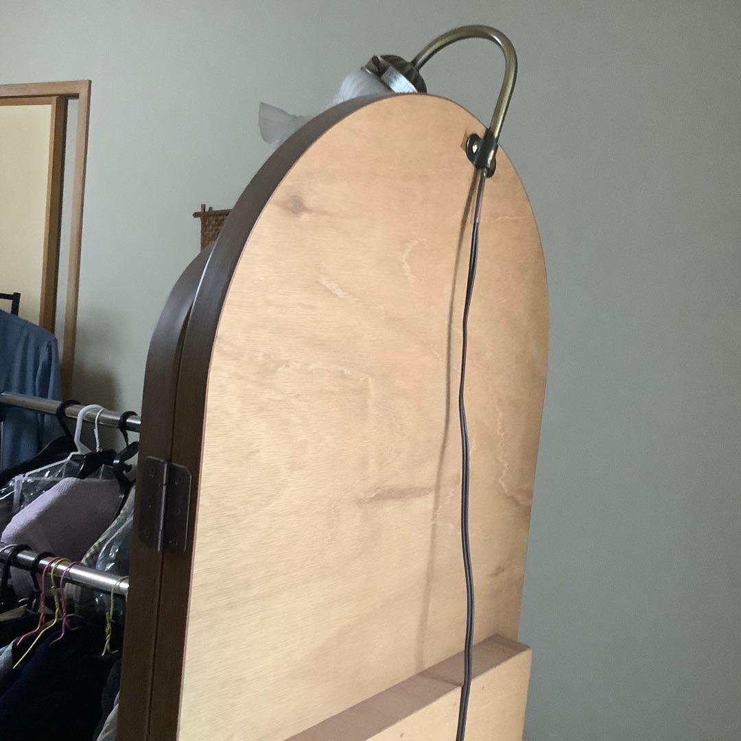 昭和レトロ　三面鏡　ドレッサー　フラワーランプ付き　椅子別売り　姿見　化粧台