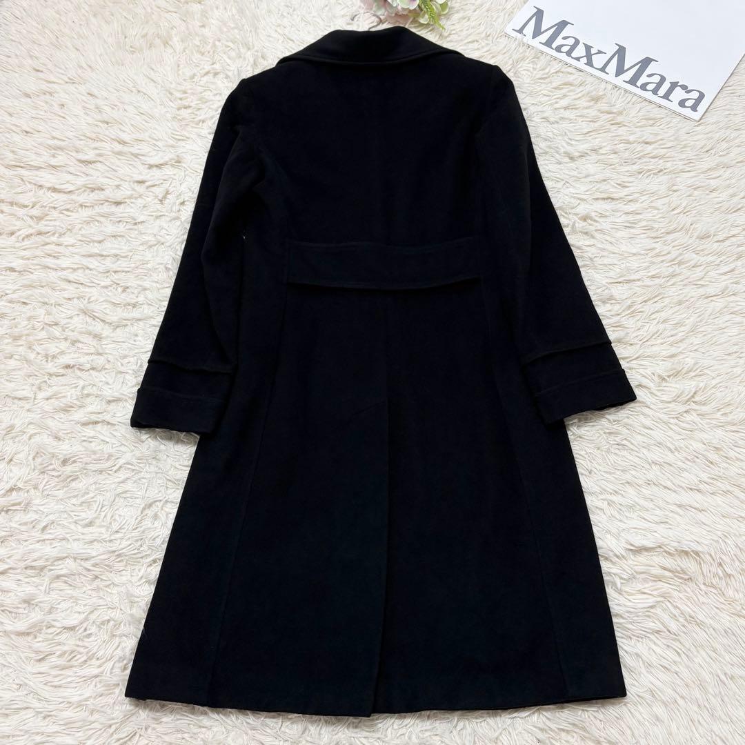 Max&Co 大きいサイズ　アンゴラ混ロングチェスターコート　ブラック　42