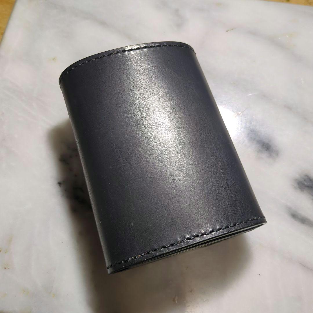 姫路ヌメ革 ハンドメイド 2つ折り財布 ブラック ショートウォレット 黒 新品