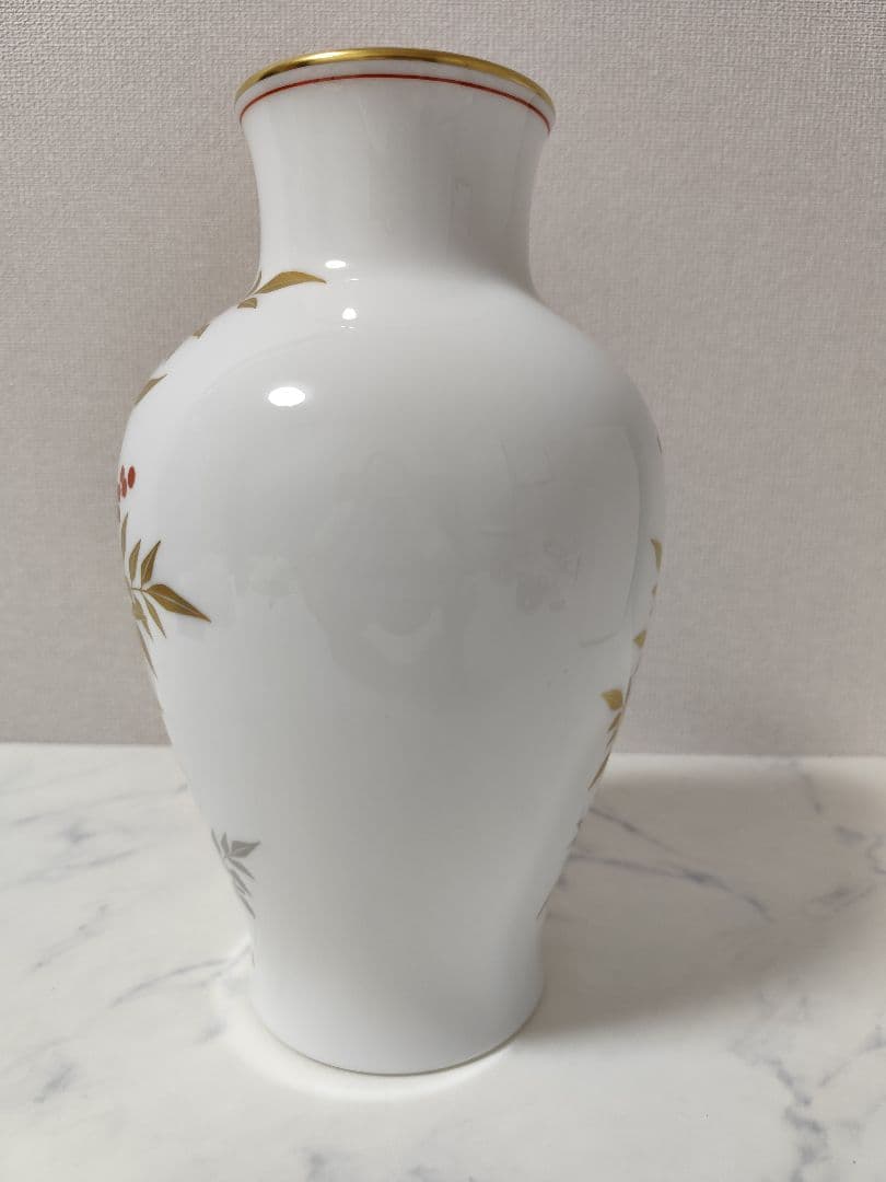 [希少] 大倉陶園 OKURA 花瓶 花器 南天 金彩 フラワーベース