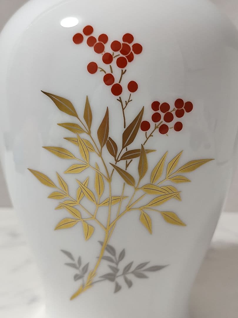 [希少] 大倉陶園 OKURA 花瓶 花器 南天 金彩 フラワーベース