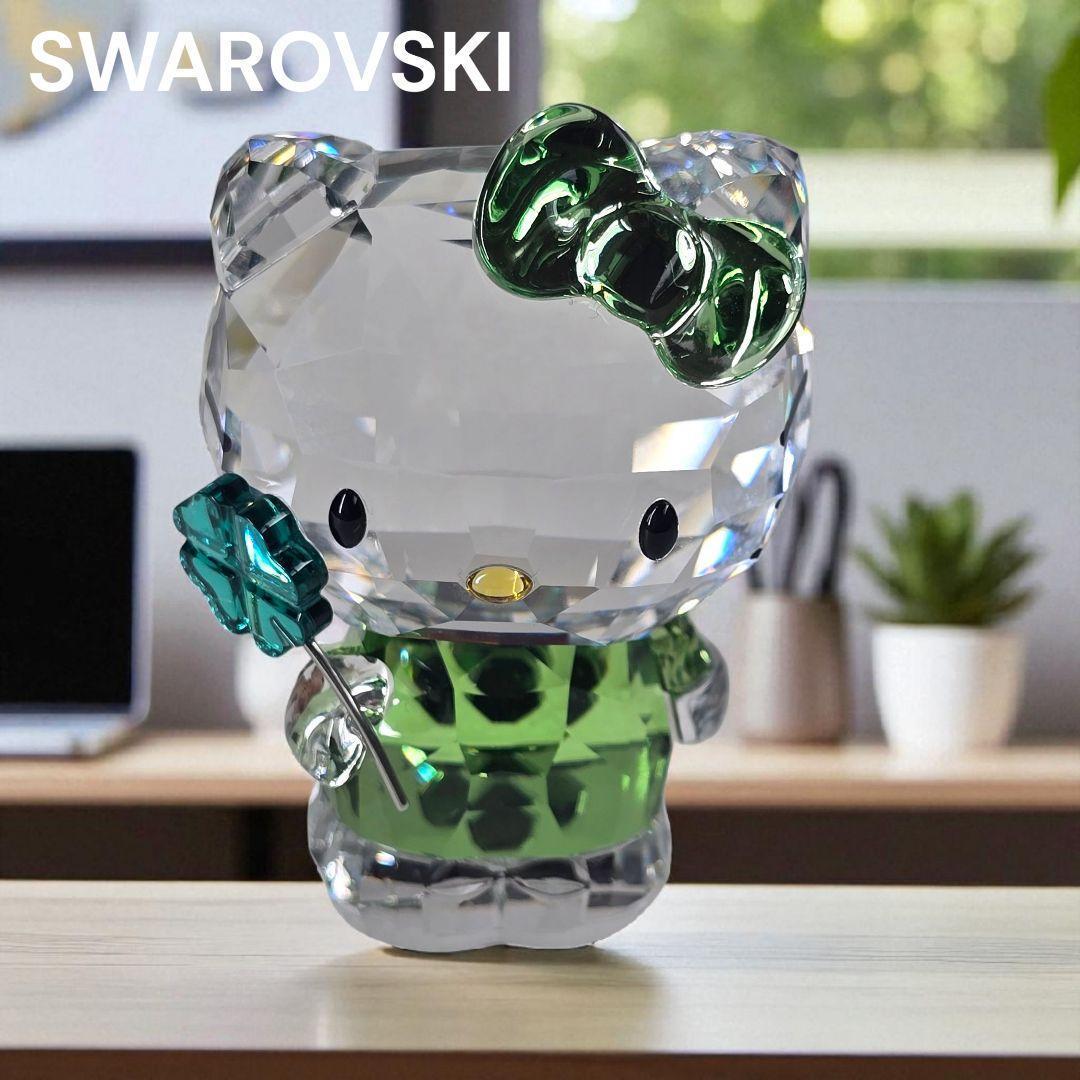 スワロフスキー ハローキティラッキー チャーム クローバー グリーン リボン