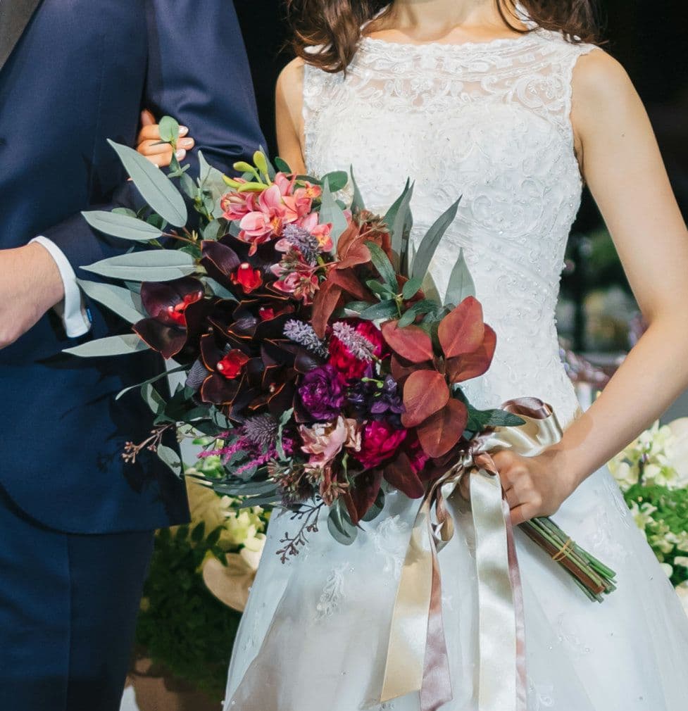 アーティフィシャルフラワー ブーケ ボルドー