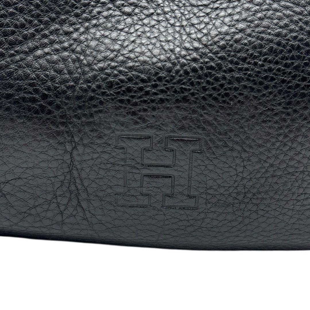 美品◎ヒロフ パフータ A4可 肩かけ可 トートバッグ ハンドバッグ シボ革 黒