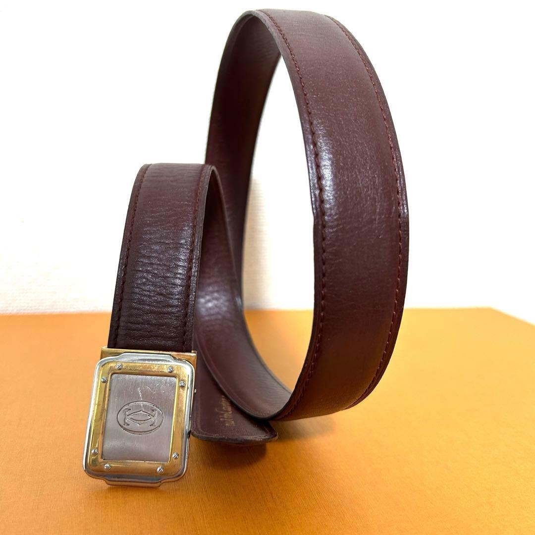 ・Cartier マスト レザー ベルト カルティエ ロゴバックル レザー正規品