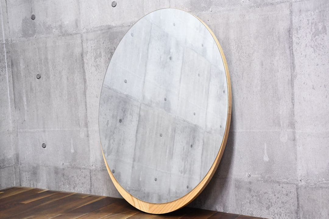 EHK19 未使用品 ザラホーム ウォールミラー オーバル型 ウッドフレーム