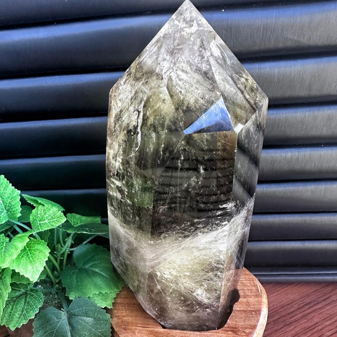 【開運 魔除】巨大❗️ファントムレインボー煙水晶スモーキーシトリン六角柱A1187