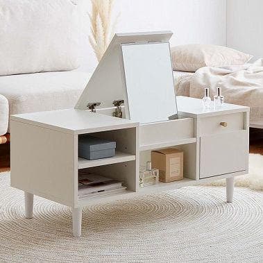 〇ドレッサードレッサーテーブル　ホワイト スライドレール付き