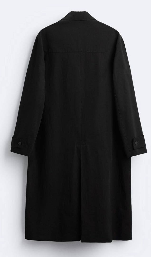 ZARA ロングコットントレンチコート 黒 メンズ