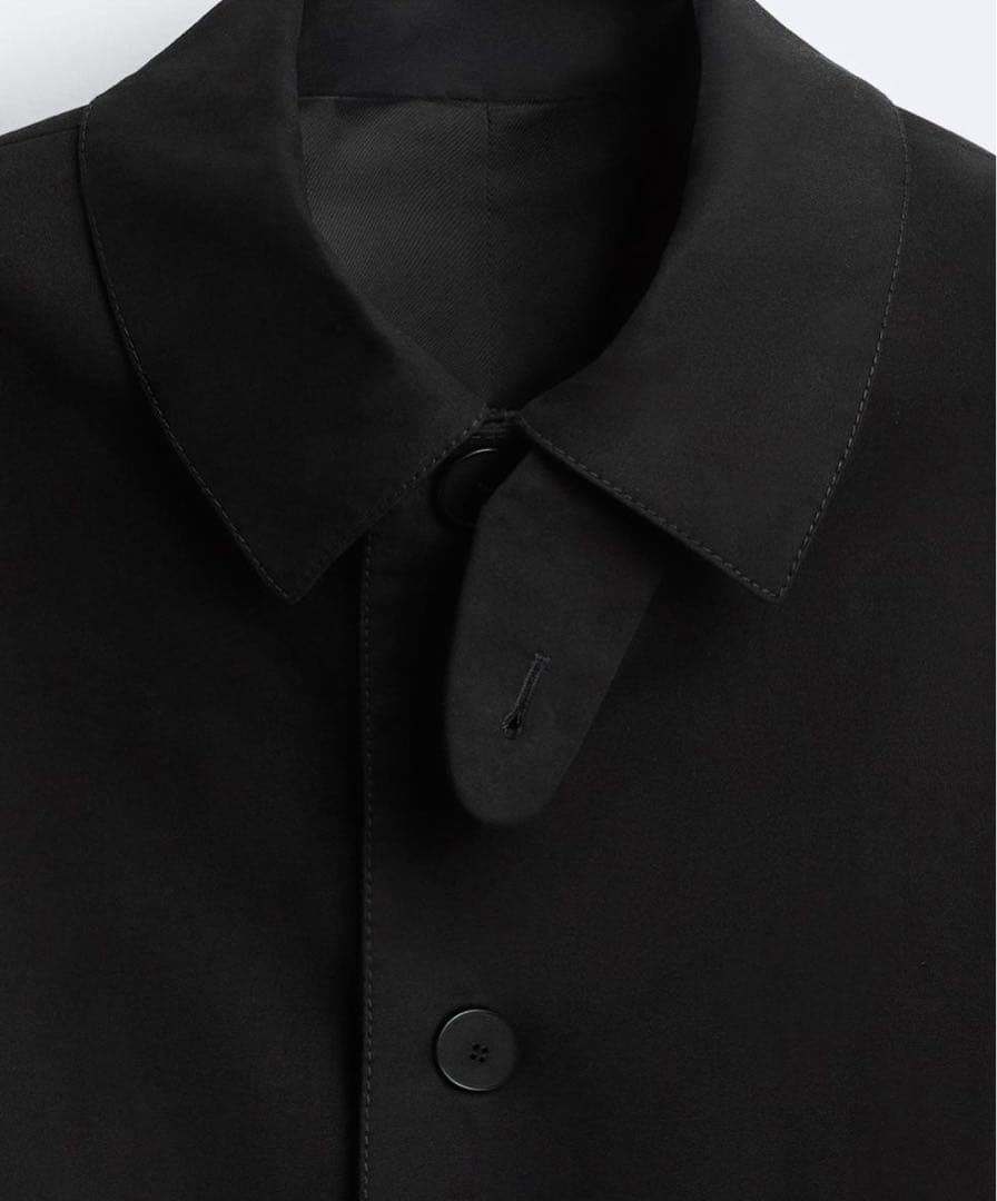 ZARA ロングコットントレンチコート 黒 メンズ