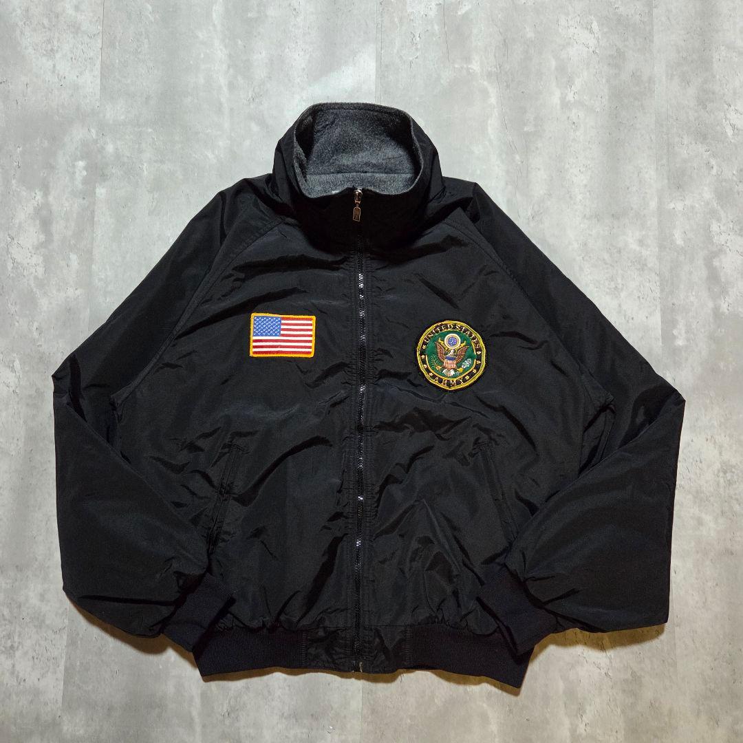 古着90sHollowayブラックウォームアップジャケット星条旗USA黒Army