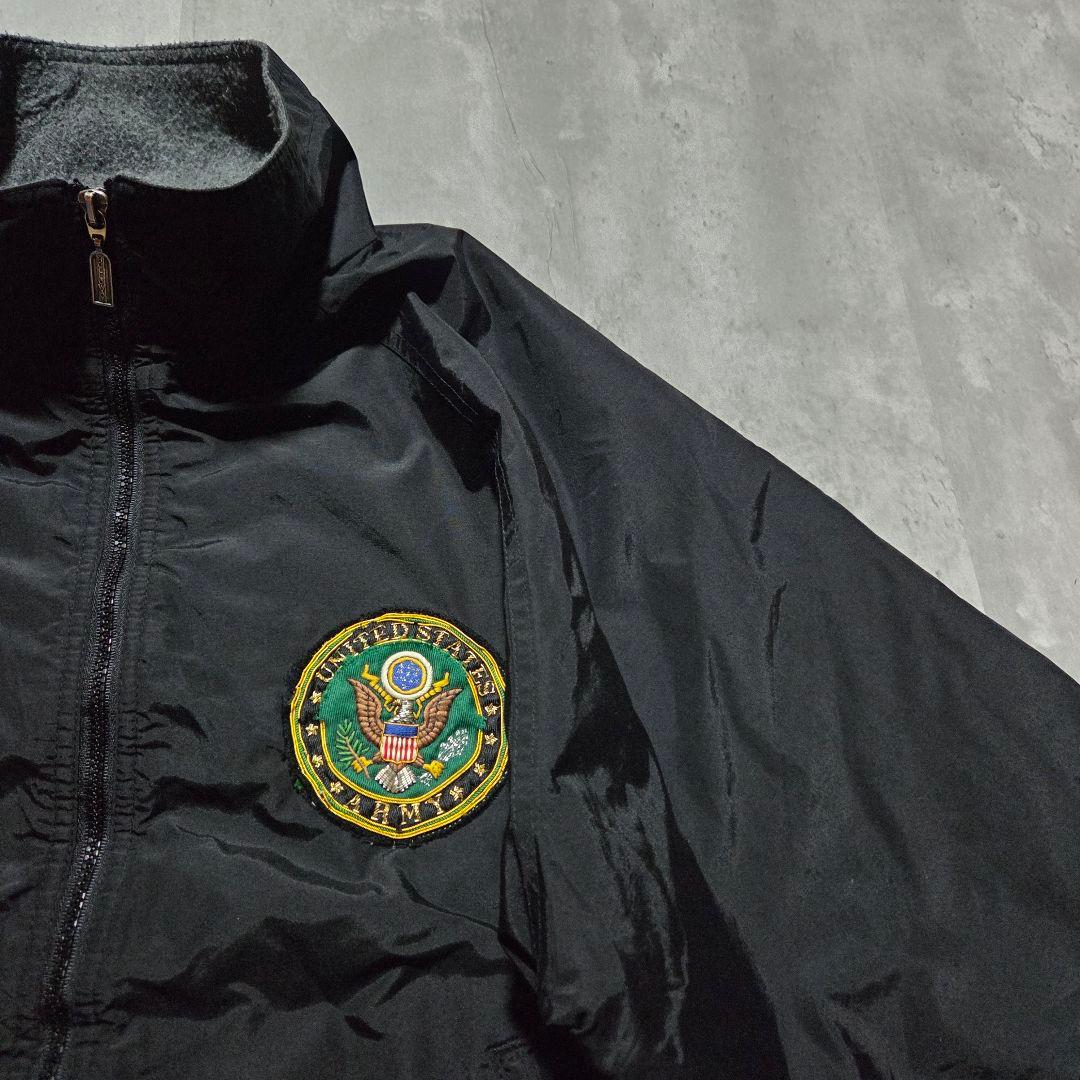 古着90sHollowayブラックウォームアップジャケット星条旗USA黒Army
