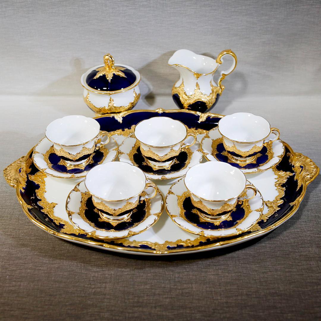 【レア最高級】マイセン Ｂフォーム グランツゴールド コバルト セット