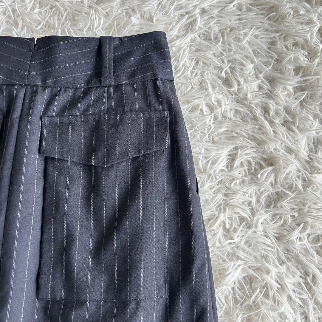 マーガレットハウエル　フォックスブラザーズ　スカート　ストライプ　紺　M