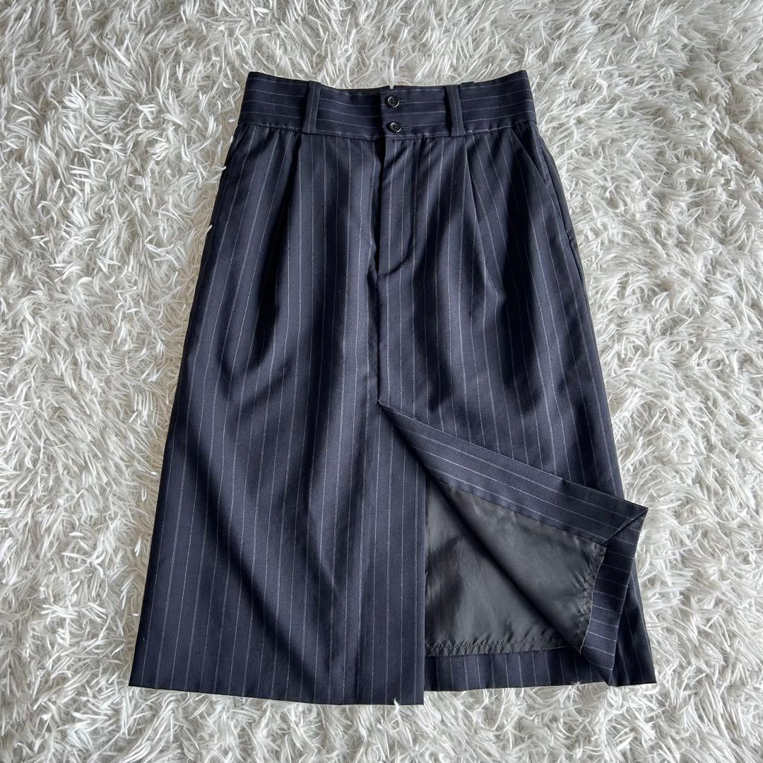 マーガレットハウエル　フォックスブラザーズ　スカート　ストライプ　紺　M
