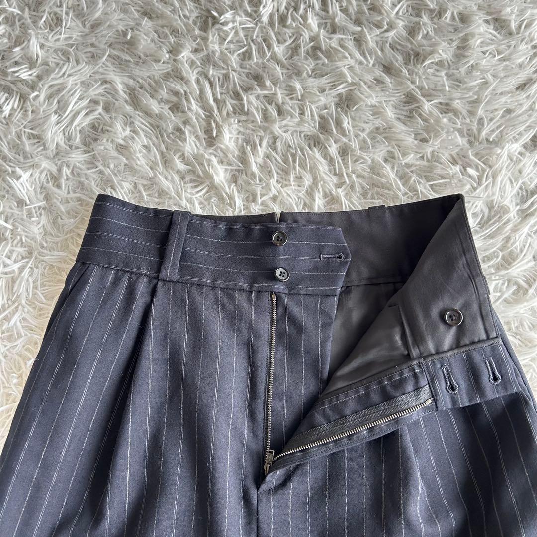 マーガレットハウエル　フォックスブラザーズ　スカート　ストライプ　紺　M
