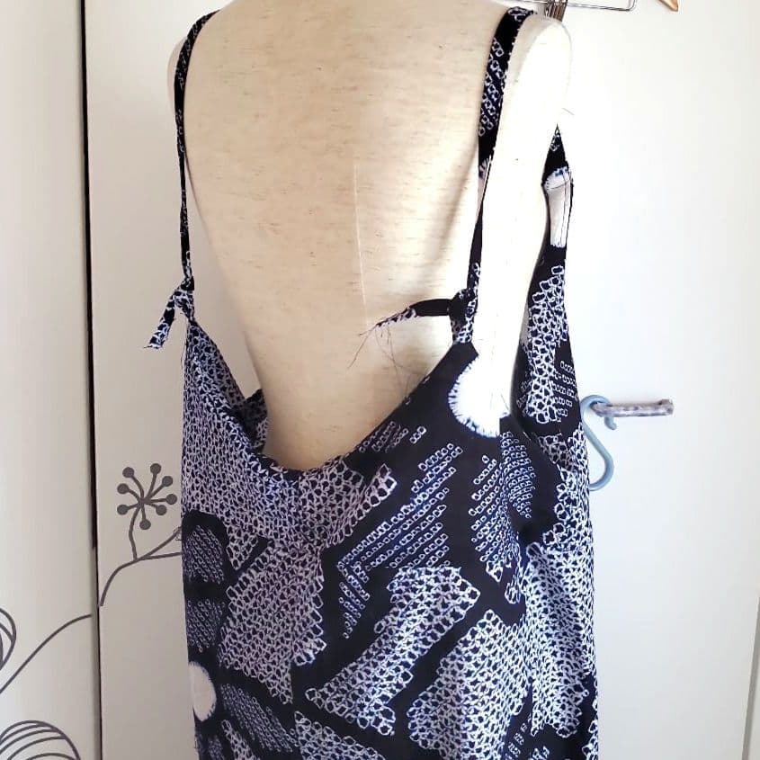 うめ　有松絞りリメイク、有松絞り浴衣よりサロペット、オールインワン