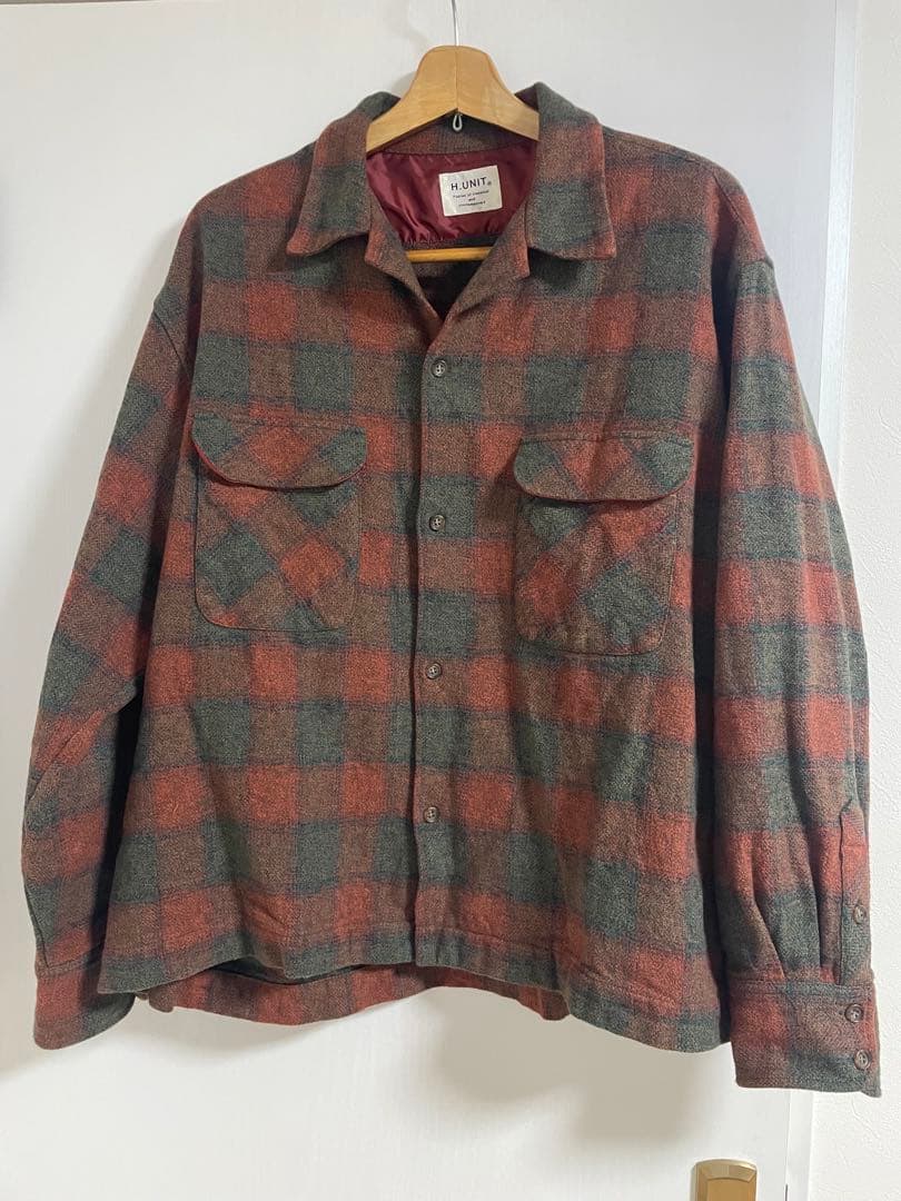 s*8様 H.UNIT Ombre check open collar L/S