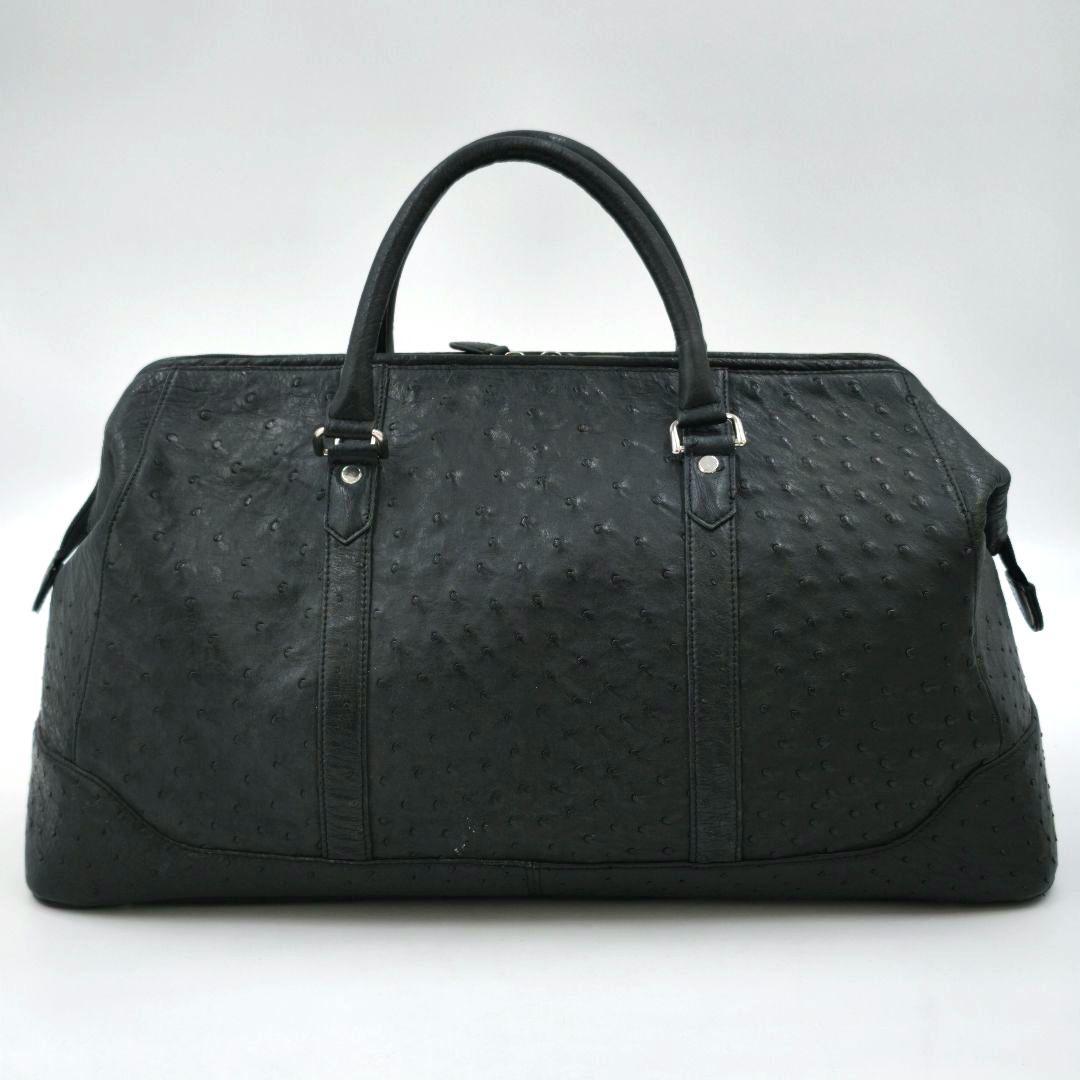 【美品 高級◎】オーストリッチ ボストンバッグ 2way 斜め掛け 大容量