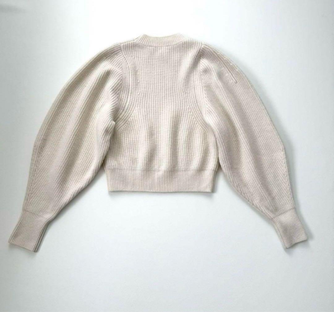 2022AW エンフォルド　ニット　バルーンスリーブ　リブ　変形　白　M