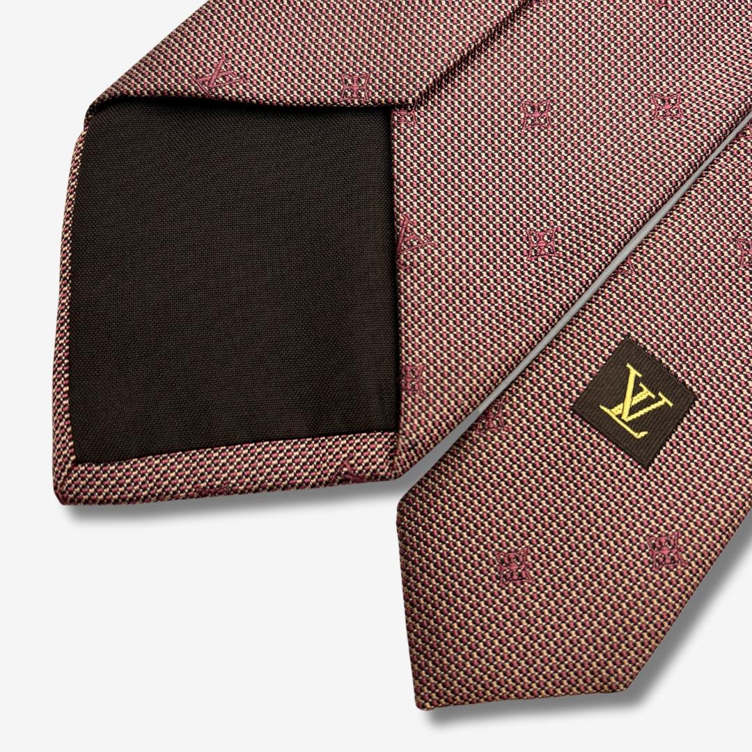 LOUIS VUITTON シルクネクタイ LVロゴ ドット柄 ピンク
