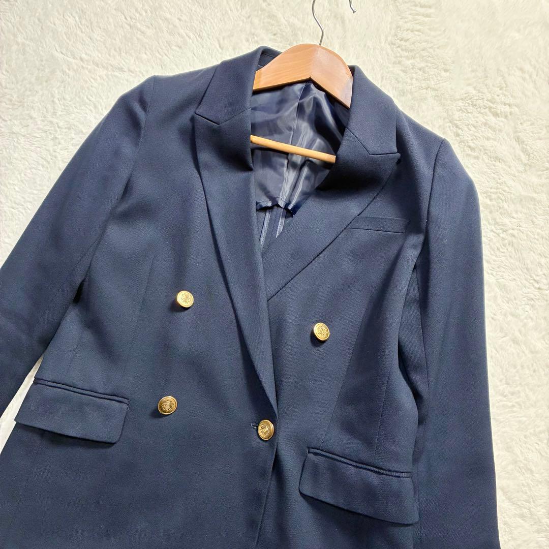 スーツセレクト パンツスーツ ウォッシャブル ダブルブレスト ネイビー S