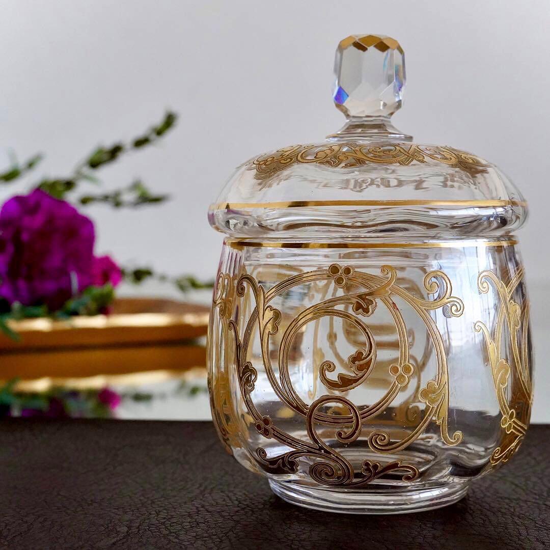 希少★24金彩★美品オールドサンルイ★クリュニー★ボンボニエール★蓋物★小物入れ