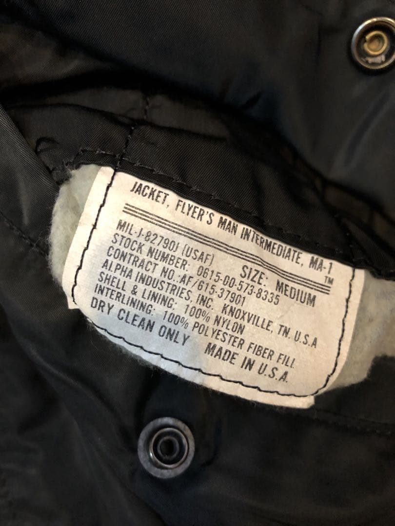 80s 90s USA製 ALPHA アルファ　MA−1 ブラック　M