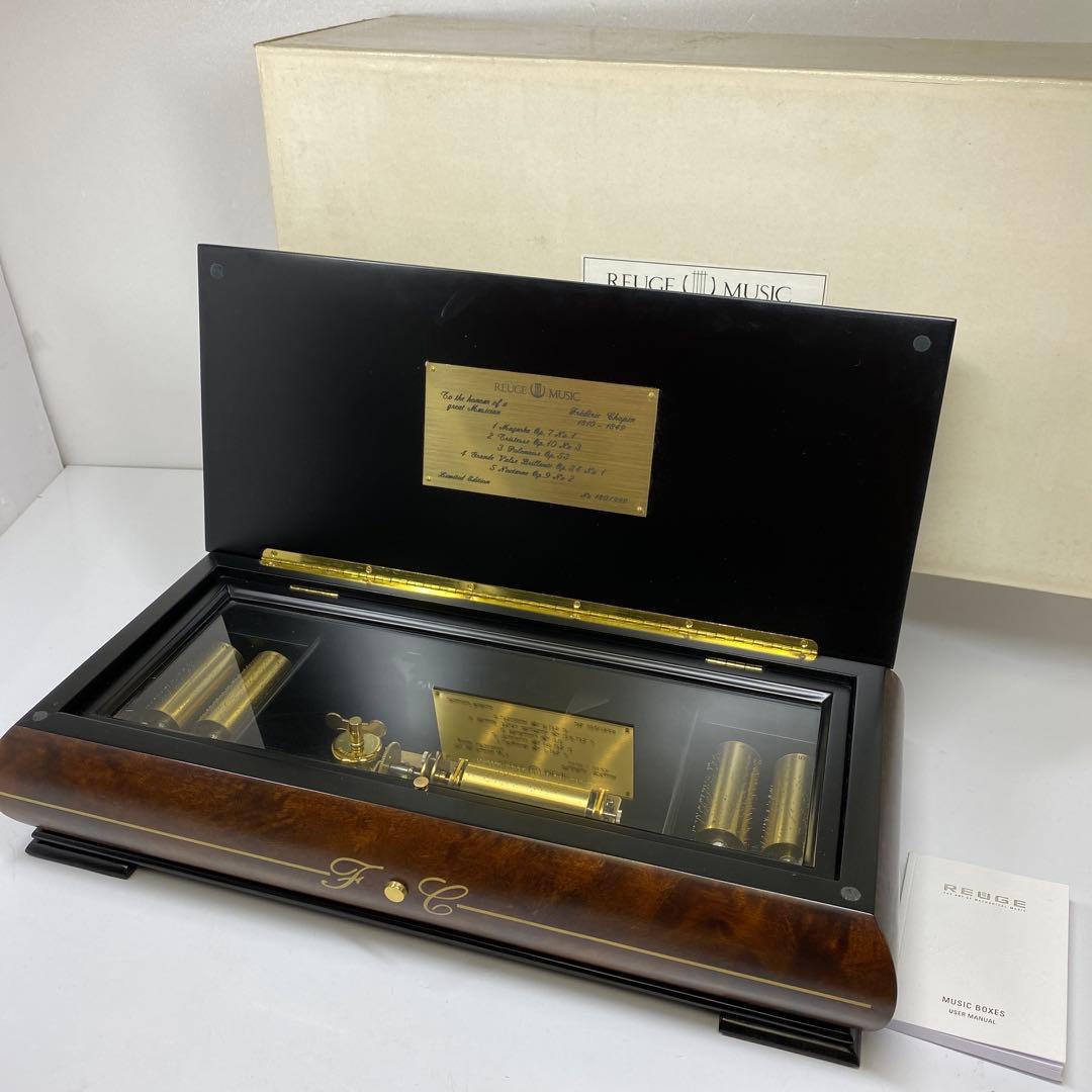 リュージュ50弁5曲　シリンダー式メカニカルオルゴール共箱東さ7-0219☆1F
