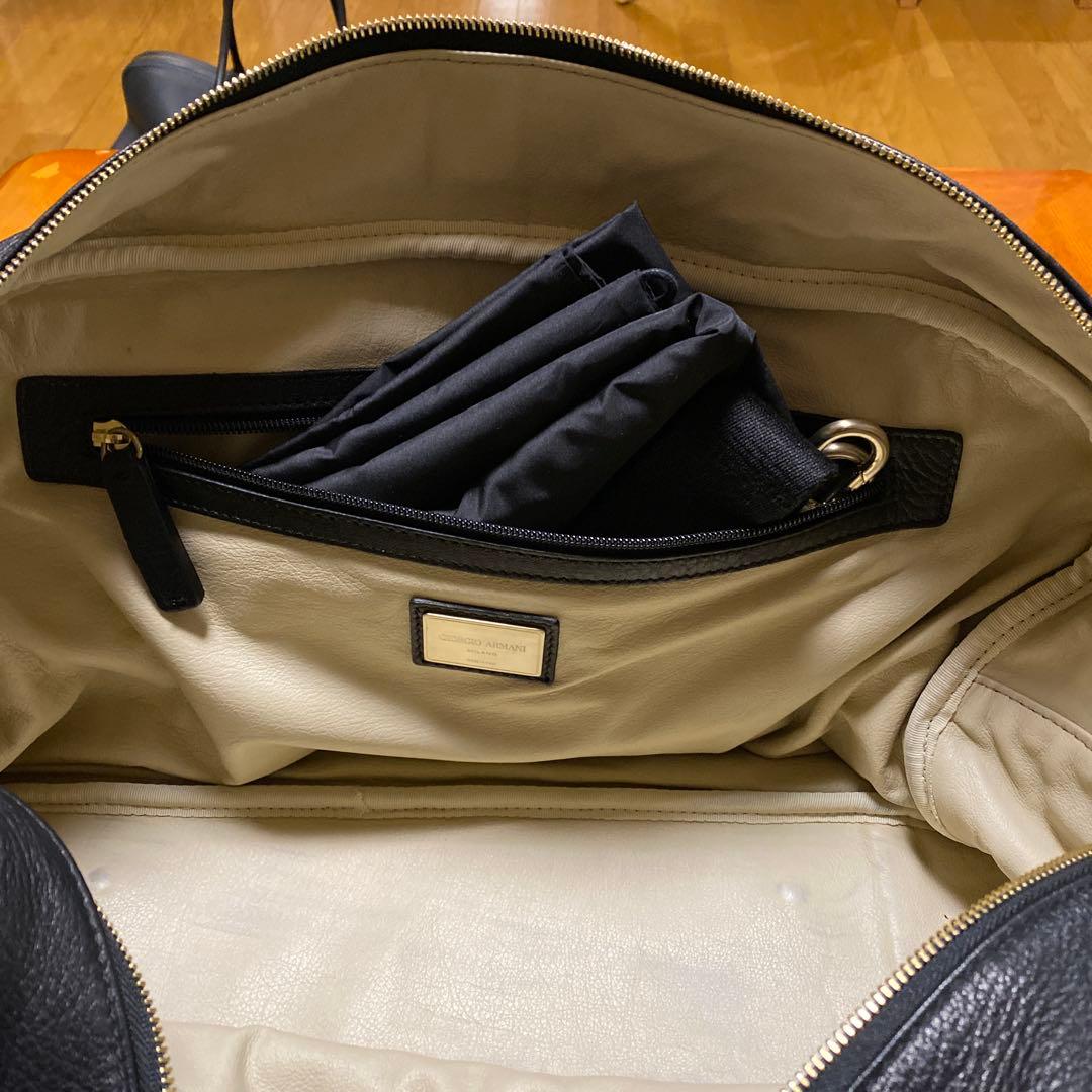 Giorgio Armani ブラックレザートートバッグ（ディアスキン）