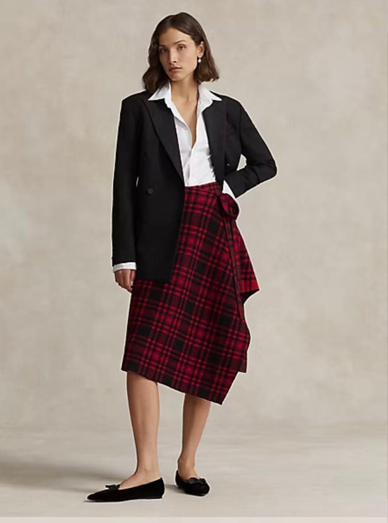 【美品】ラルフローレンRalph Lauren チェックラップスカート　XS