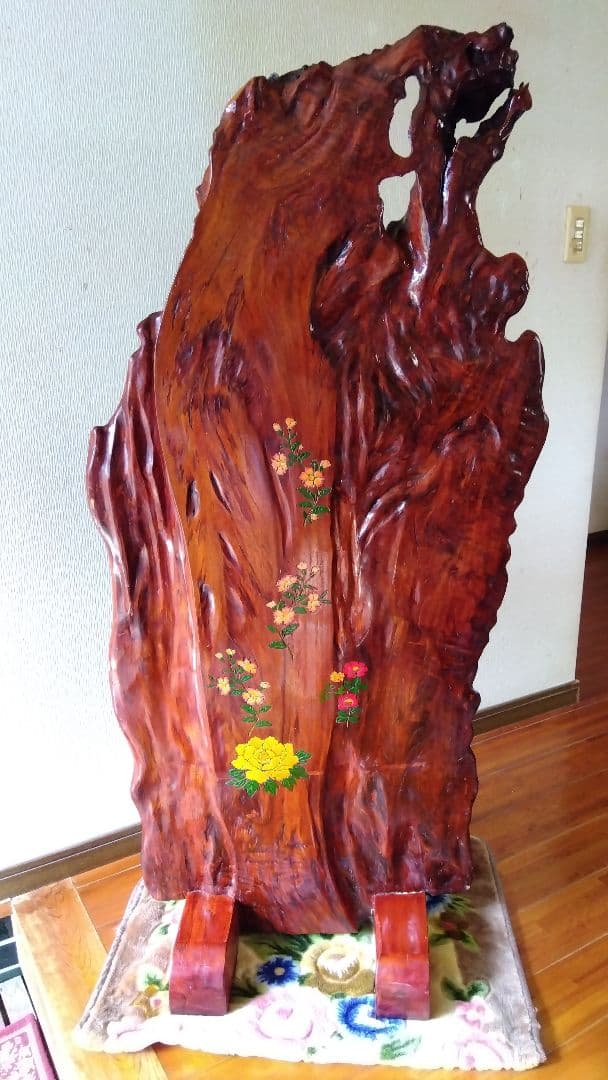 木製花彫刻アート作品