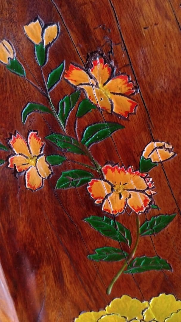 木製花彫刻アート作品