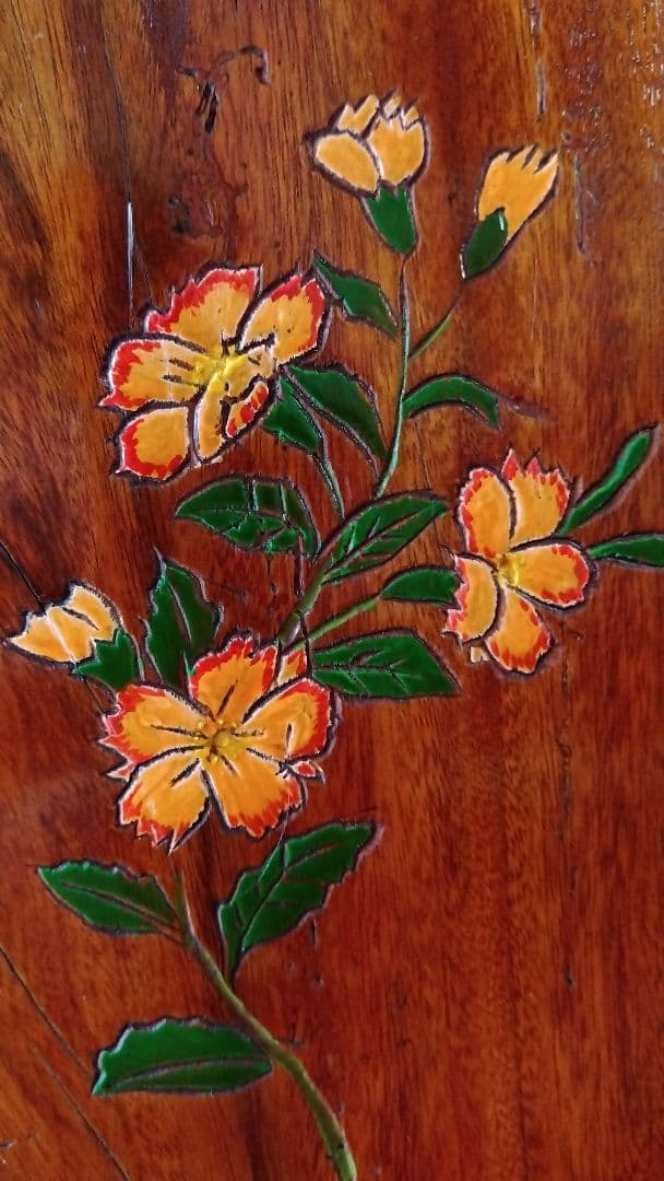 木製花彫刻アート作品