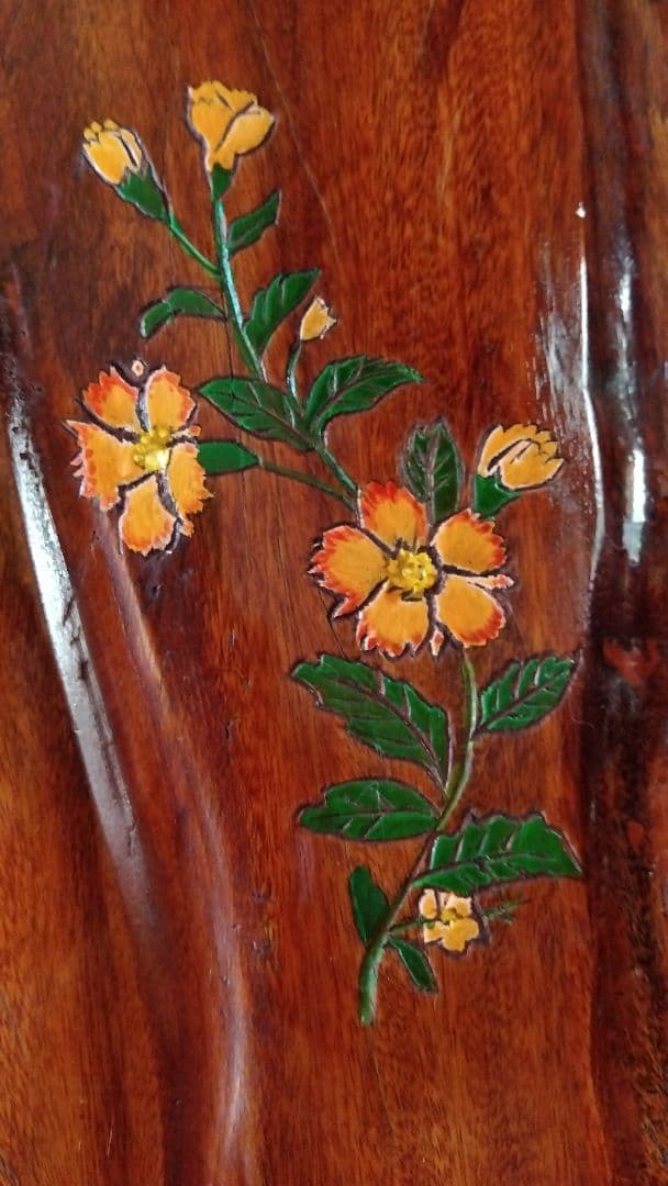 木製花彫刻アート作品