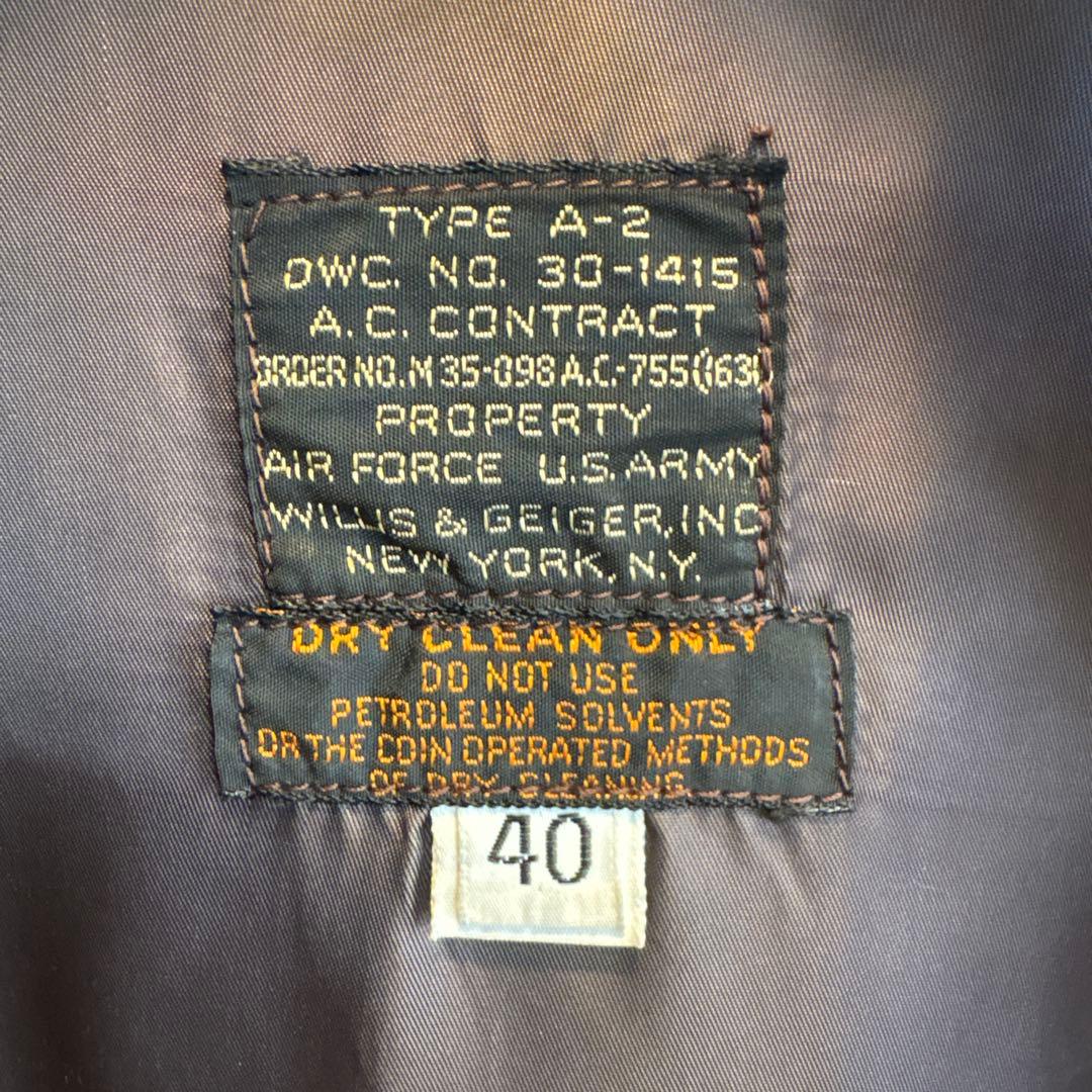 Wills &  A-2 レザー 40 Made in USA