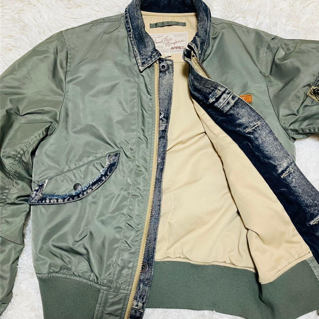 AVIREX フライトジャケット　L-2B デニム　ドッキング　カスタム